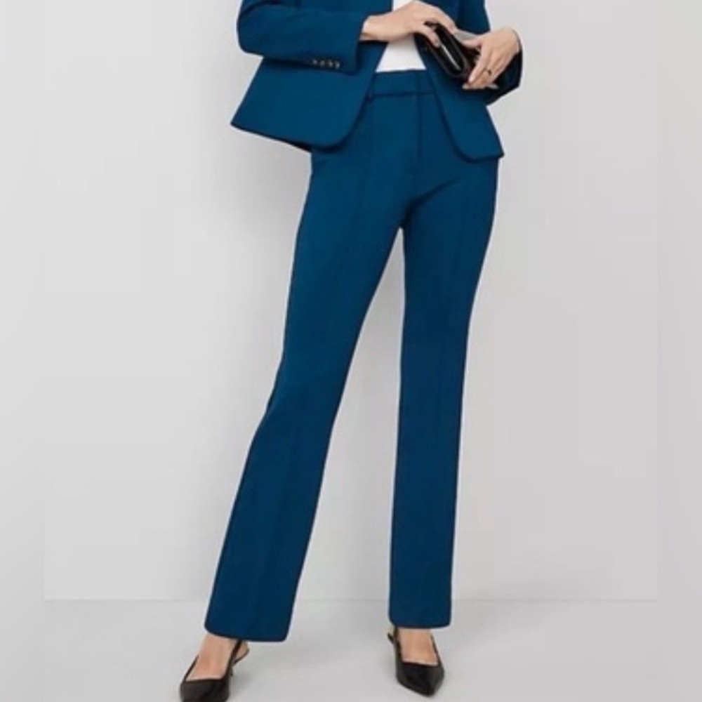 NWT Ann Taylor The Slim Trouser Double Knit Pant in Sea Storm Teal (TWO PAIRS)!
